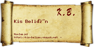 Kis Belián névjegykártya